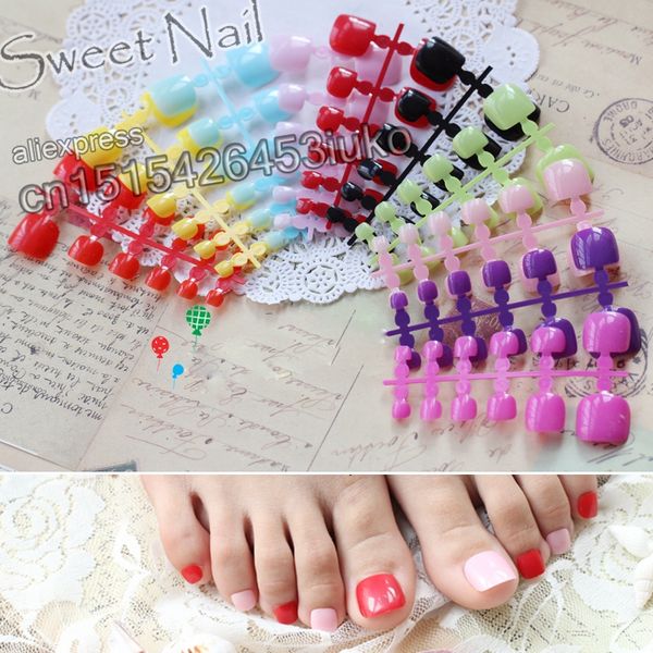 

wholesale- 24pcs fashion design cute toes latest french style candy colorful fake toe purpurin #0100, Red;gold
