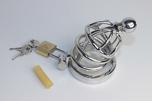 Dispositivo di castità maschile Giocattoli sessuali per adulti in acciaio inossidabile Anelli per cazzi BDSM Cazzi Gabbia Catetere uretrale / Selezione 5 anelli
