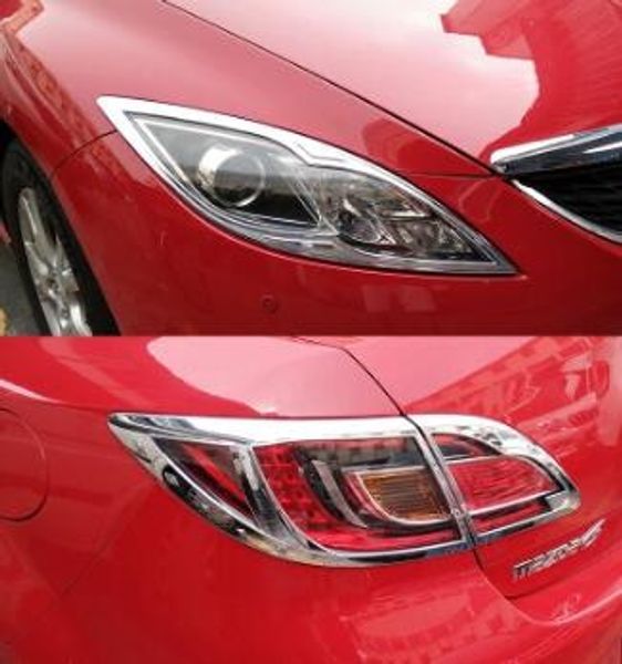 Yüksek kalite 2 adet araba ön far decpration trim şerit, 2 adet taillight trim kapak, MAZDA 6 Için 2 adet sis lambası trim 2007-2009