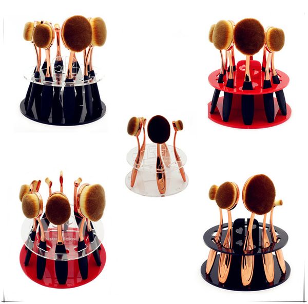 

10pcs toothbrush oval makeup brushes display holder stand storage organizer brush drying rack round acrylic cosmetic tools