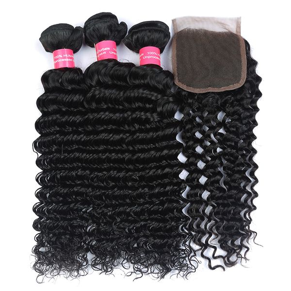 2019 Rainbow Queen Deep Wave With Closure Brazilian Human Hair