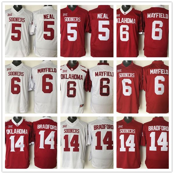 

NCAA Football Oklahoma Sooners College Jerseys 5 Durron Neal 6 Baker Mayfield 14 Sam Bradford 2016 Orange Bowl Patch Red White