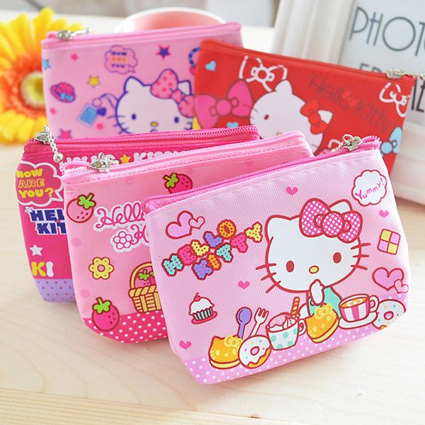 

wholesale- 1pcs new lovely hello kitty canvas girl coin purse child change purse,lady students children key&cosmetic holder coin bag 048, Red;black