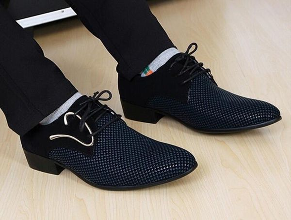 

new fashion lace-up color matching men suit dress shoes office men's pointed leather shoes male business shoes men flats, Black