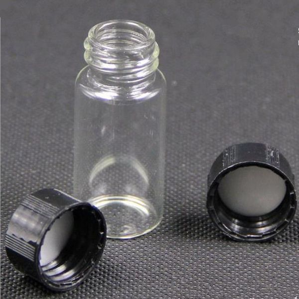10 мл стеклянные флаконы с черным белым винтом сверху, 10cc мини трубчатая стеклянная бутылка для жидкого использования Бутылка реагента быстрая доставка F2017599