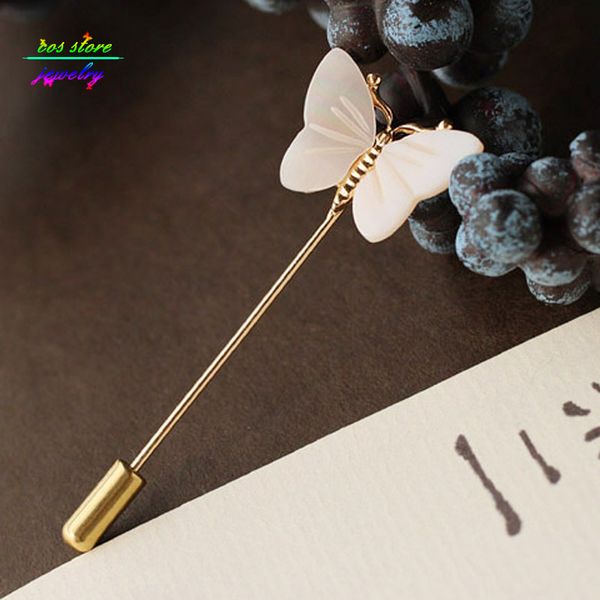 

wholesale- new art style shell butterfly statement pins brooch for women bijoux fibule, Gray