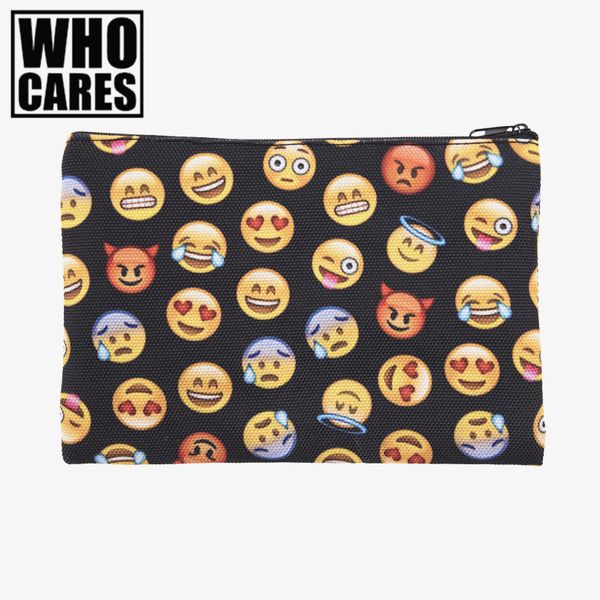 

wholesale- emoji black 3d printing cosmetic bags 2016 new trousse de maquillage simple makeup bag neceser maleta de maquiagem necessaire