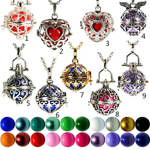 

Diffuser Necklace Essential Oil Diffuser Necklace Aromatherapy Aroma Copper Fashion Bell Beads Locket Pendant Pregnant Women Necklace D0237