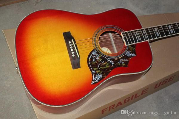 

Spruce 41 inche humming cherry unbur t vintage acou tic electric guitar plit parallelogram inlay red pickguard fi hman pickup