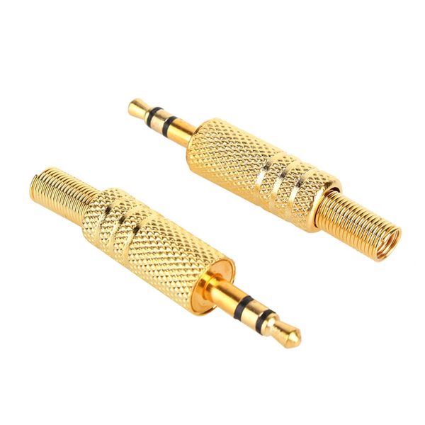 Freeshipping 50 pçs / lote Banhado A Ouro De Metal 3.5mm 1/8 