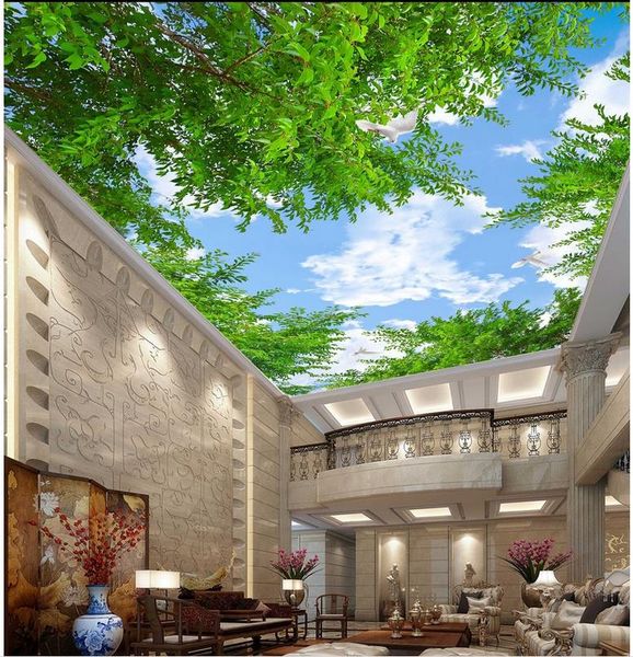 

new custom 3d beautiful map cloud hd blue sky zenith murals 3d ceiling murals wallpaper