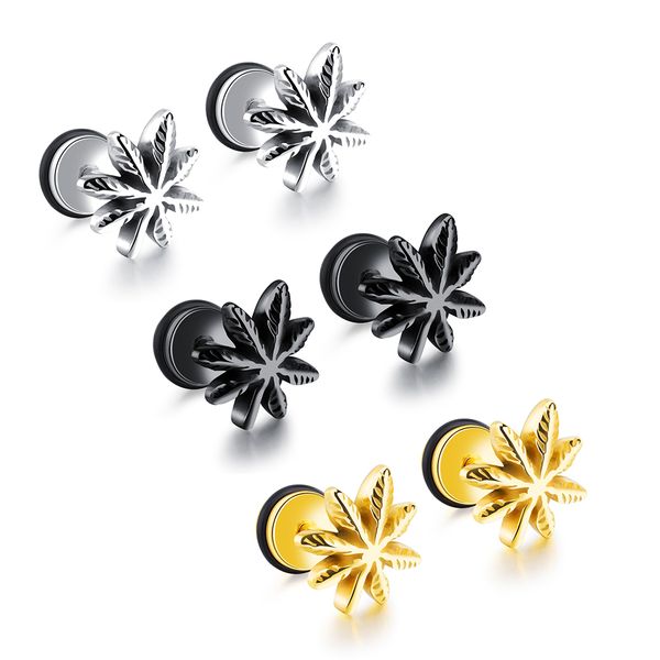 

music symbol earrings women men creative leafs stainless steel piercing stud ear charm jewelry eardrop fashion accessories xmas gifts, Golden;silver
