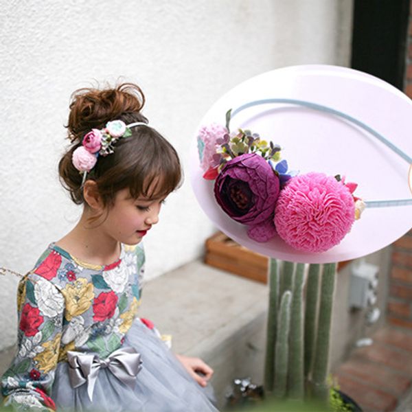 Koreanische Mädchen Stirnband Blume Kinder Haar Sticks Party DIY Kinder Haar Hoop Prinzessin Haarband Halloween Zubehör Blumen Mädchen A7169