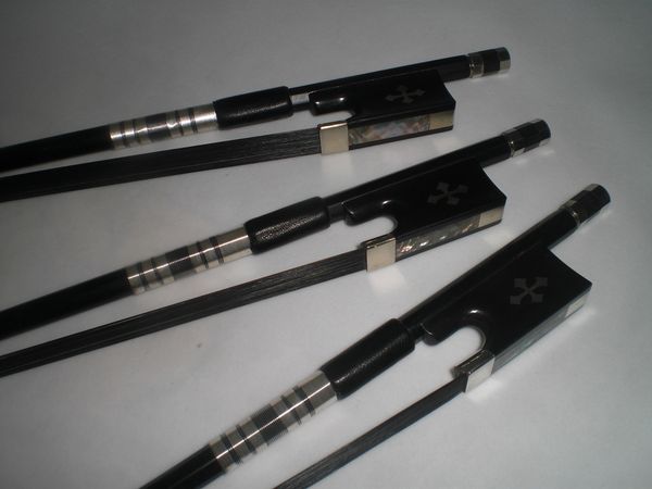 

3 pcs quality black carbon violin bow 4/4 black violin bow hair ebony frog 4/4