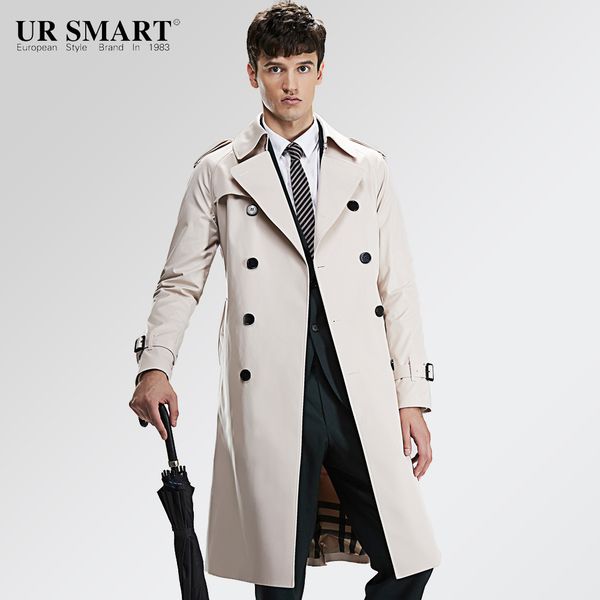 

wholesale- the royal ursmart new super long weather-proof man white waist coat dust coat, Tan;black