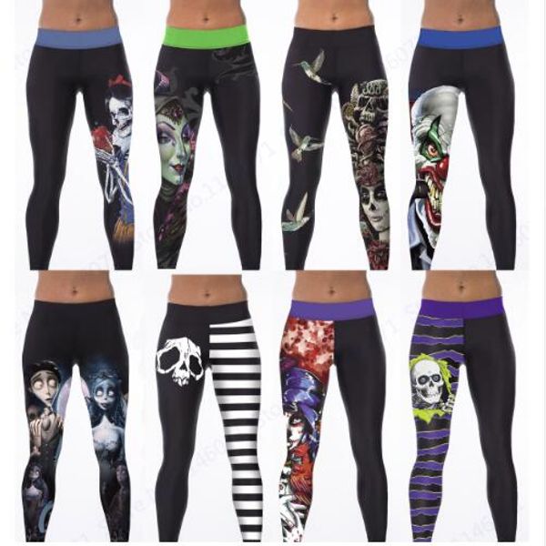 

corpse bride yoga workout pants snow white evil queen sports running pants skeleton skull ankle legging women gym pilates tights, White;red