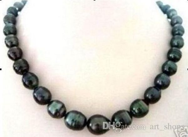 

natural 8x9mm tahitian rice black pearl necklace, Silver
