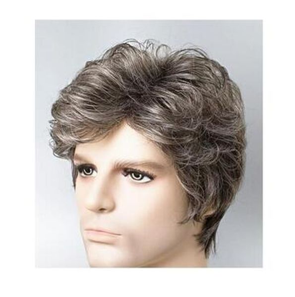 Middle Aged And Old Man White Wig Short Curly Hair Fleeciness