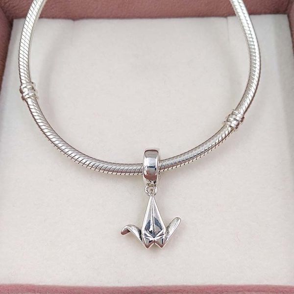 Andy Jewel 925 Sterling Silver Contas Origami Crane Dangle Charms se encaixa no colar europeu de joias de estilo Pandora Pandora 791953