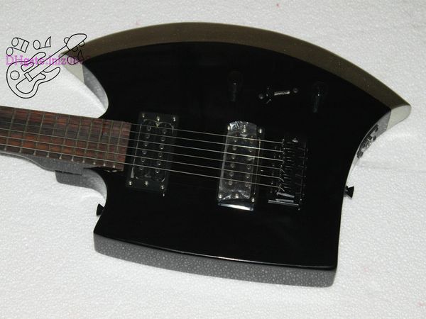 Ultimo strumento musicale OEM cinese finito 6 corde a forma di ascia chitarra elettrica personalizzata manico in acero colore Silverburst