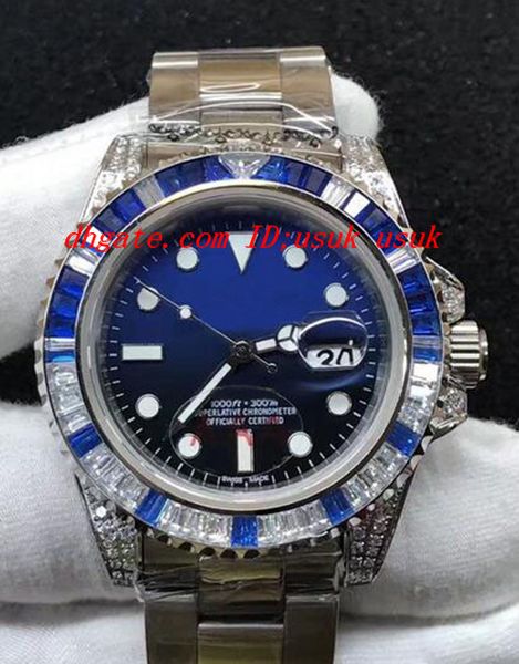 

luxury wristwatch 40mm 116759 diamond ii 18k white gold blue/black dial gift box papers automatic mechanical watches new arrival, Slivery;brown