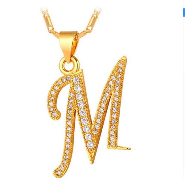 

Капитал Первоначальный M Письмо Ожерелье Для Мужчин/Женщин Подарок Серебро/Золот