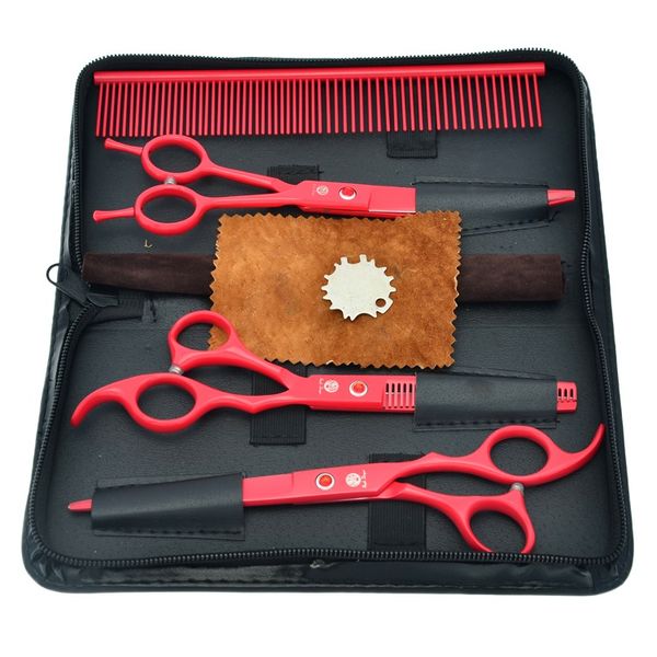 7.0 Polegada Roxo Dragão Tesoura De Corte Emagrecimento Tesoura Curvo Tesouras Profissional Pet Scissors para Dog Grooming Dog Hair Clipper, LZS0362