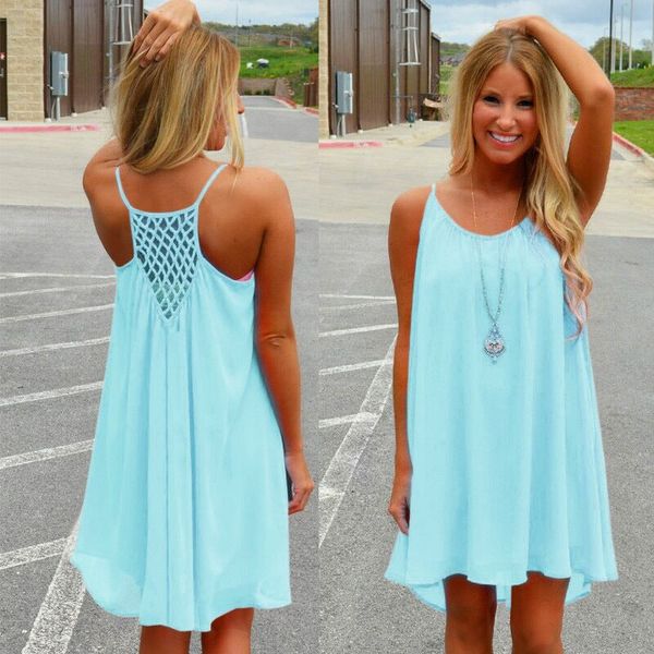 Acheter Nouveau Femmes Loisirs Robe De Plage Fluorescence Grille Couture Robe Dété En Mousseline De Soie Robe Féminine Style Dété Robe Plus La
