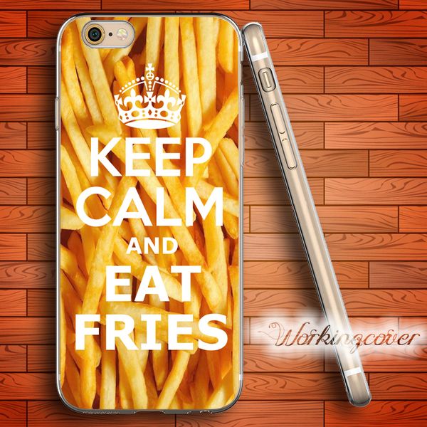 

coque keep calm and eat fries soft clear tpu case for iphone 6 6s 7 plus 5s se 5 5c 4s 4 case silicone cover
