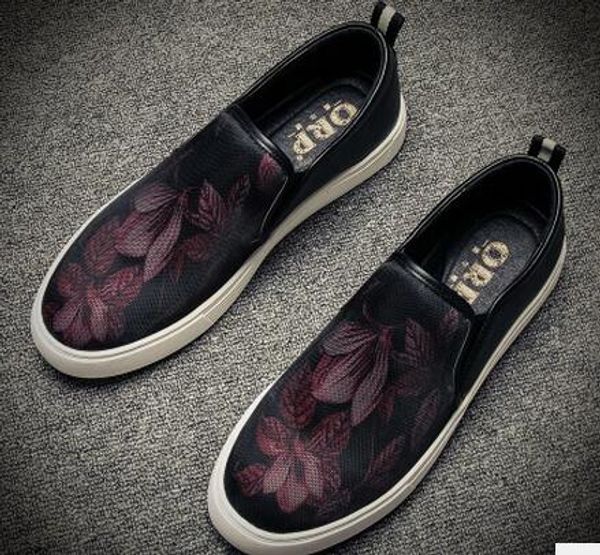 

to promote new men's brand designer shoes male tudded spike loafer casual dress flat shoes lazy person slip-on white casual shoes axx49, Black