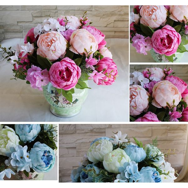 

специальная цена высокое качество шелк цветок европейский искусственный цветок осень яркие пион поддельный листьев свадьба украшение