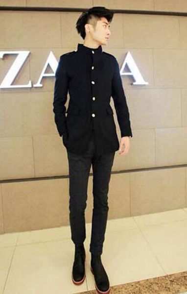 

men's winter in europe and the easing of cultivate one's morality fashion trend in the new personality cloth trench coat / m-3xl, Black