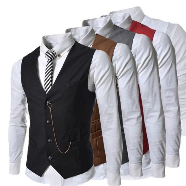 

wholesale- gentleman slim fit vest spring waistcoat business vest men casual mens vests stylish waist coat suit vest, Black;white