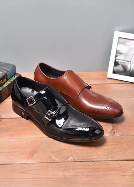 

Italian Luxury Classic Genuine Leather Double Buckles Men's Dress Shoes Formal Wedding Office Man Brown Black Monk Strap Footwear