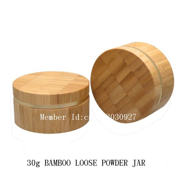 30g Vazio De Bambu Pó Frasco Solto com Peneira e Almofadas De Algodão Recarregável Plástico Maquiagem Jar Recipiente Cosmético