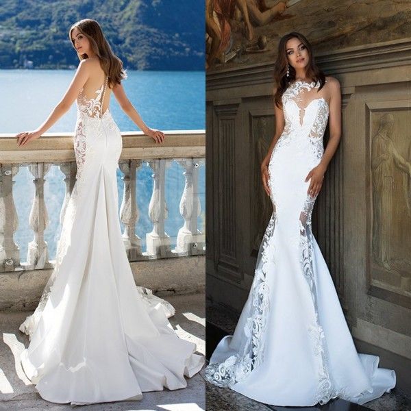 

кружева аппликация свадебные платья milla nova 2019 свадебное платье развертки поезд плюс размер русалка свадебные платья, White