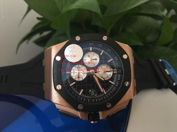 

Завод поставщик люксовый бренд AAA розовое золото 42 мм японский кварцевый хронограф черный резиновый черный циферблат мужские мужские часы