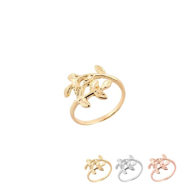Ingrosso irregolare foglia ramo d'argento oro rosa placcato oro delicato pianta anello per le donne EFR063