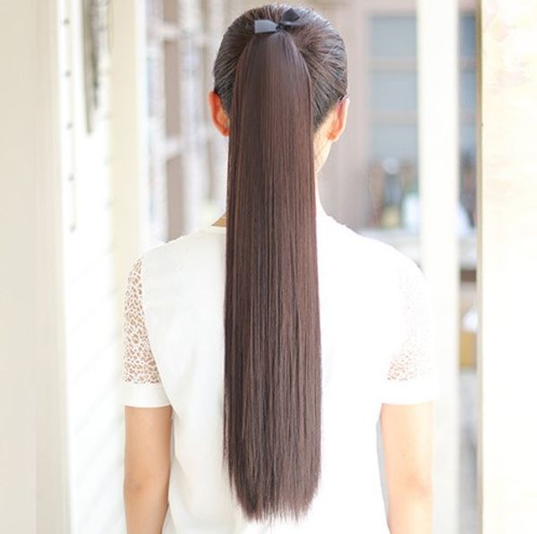 Women Long Straight Hair Ponytails Pony Tail Hair Extensions 35cm