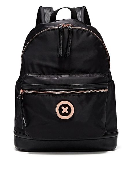 

Mimco fa hion women plendio a backpack mimco black ro e gold tone hardware polye ter flat loop handle bag