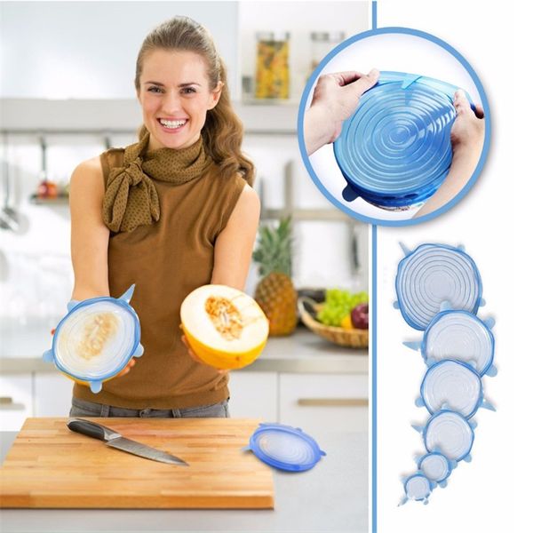 

universal silicone saran wrap food cap bowl pot lid-silicone stretch lids silicone cover pan kitchen vacuum seal cover
