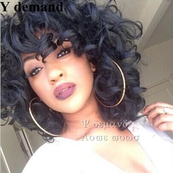 

short curly black african american wigs synthetic full wigs for black women none lace hair in stock y demand