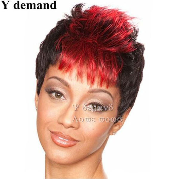 

fashion cool short ombre fluffy straight black african american wigs synthetic full wigs for black women hair in stock y demand