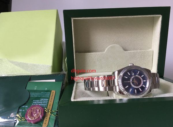 

original box +luxury wristwatch sapphire automatic 42mm white dial 326934 blue dial mens men's watch watches, Slivery;brown