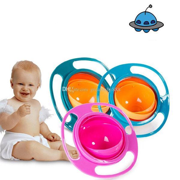 

3 colors children universal gyro bowl 360 rotate spill-proof bowl dishes baby ufo bowl c2316