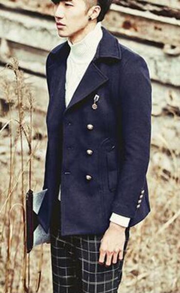 

han edition british men in the spring and autumn europe and the united states the new boutique high-end trench coat / m-2xl, Black
