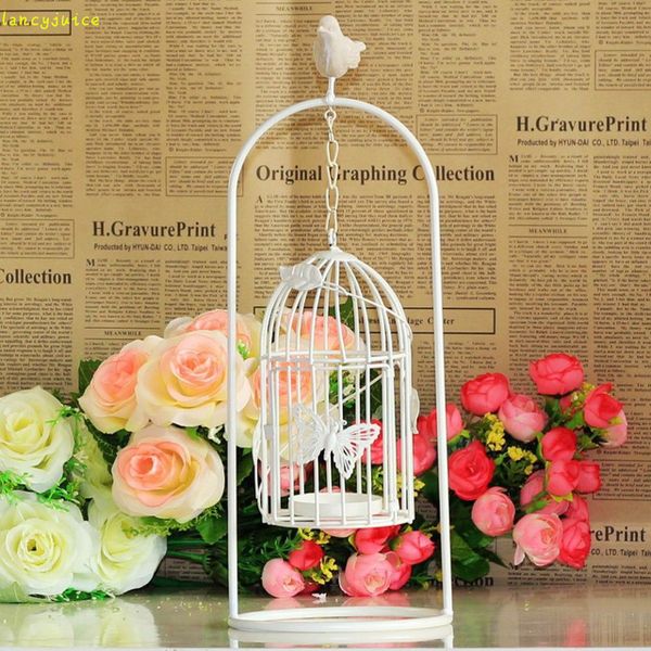 Europa Portacandele Birdcage Stand Catene in ferro battuto appese Decorazione di nozze 35 * 11 cm