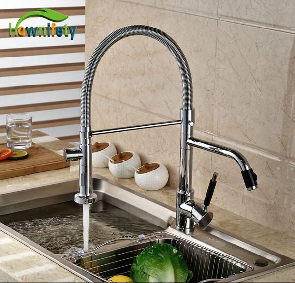 

wholesale- chrome polished kitchen sink mixer tap two spouts single handle one hole kitchen faucet