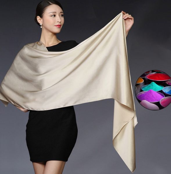 

великолепный 100% шелковый атлас длинный шарф чистый шелк шелковицы сплошной простой цвет шелковый шарф 25 цветов смешанные 5 шт. / лот #4018