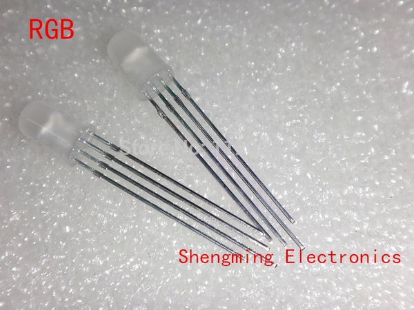 

wholesale- 100pcs 5mm 4pins rgb led common cathode tri-color emitting diodes diffused